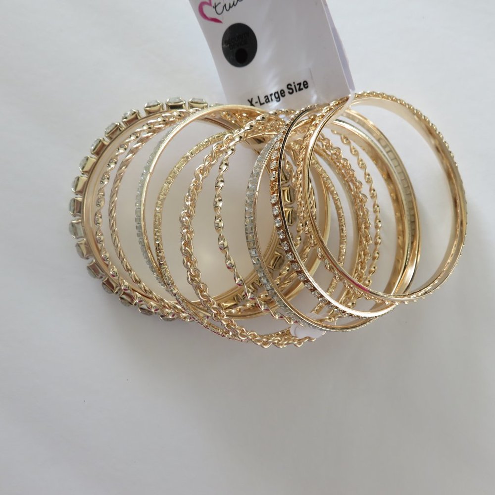 (#W-1) Set of 14 True Love Accessories Bangles Bracelets Gold